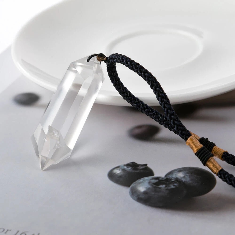 Natural Clear Quartz Crystal Pendulum Pendant Necklace Chakra Gemstone Healing