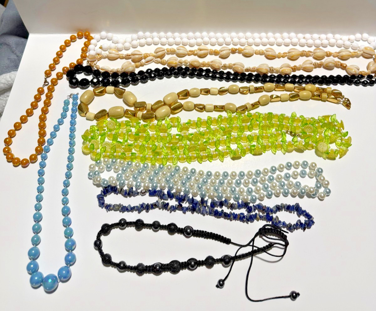 Lot of 10 Long Beaded Necklaces (2 Branded)