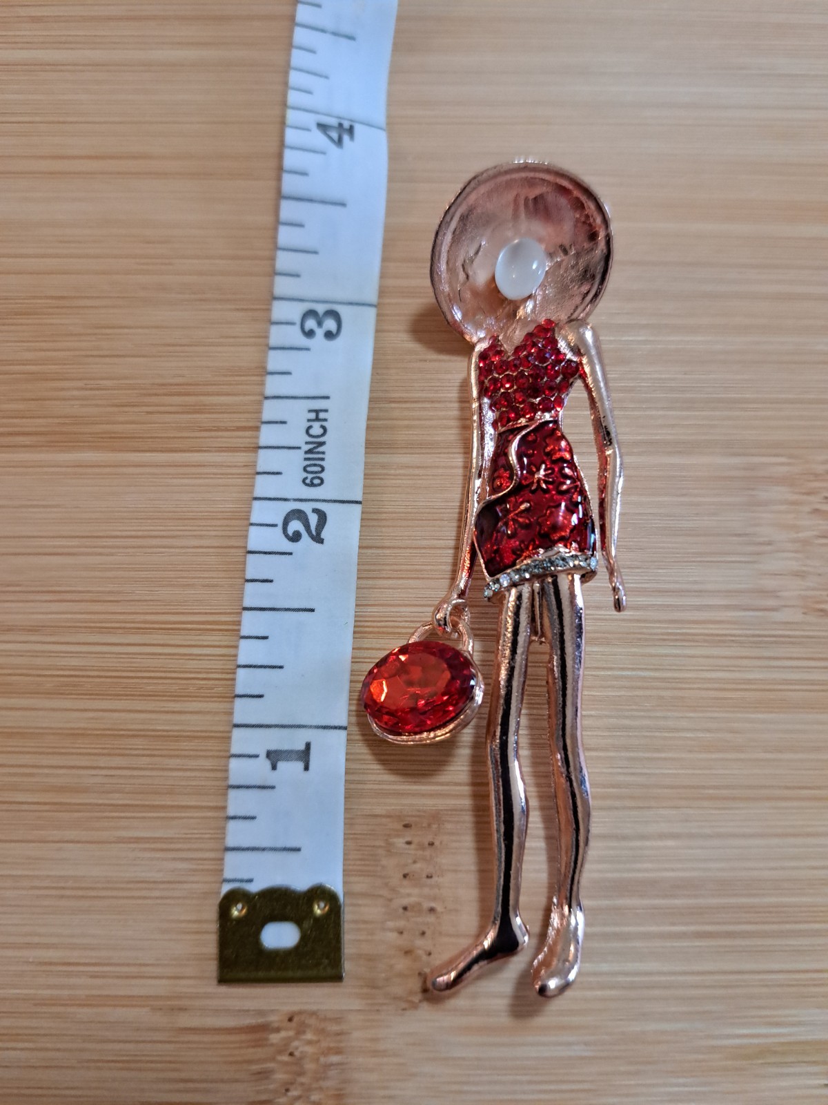 High Heel Shoe & Lipstick Enamel Rhinestone Fashion Brooch Pin Gold/Red