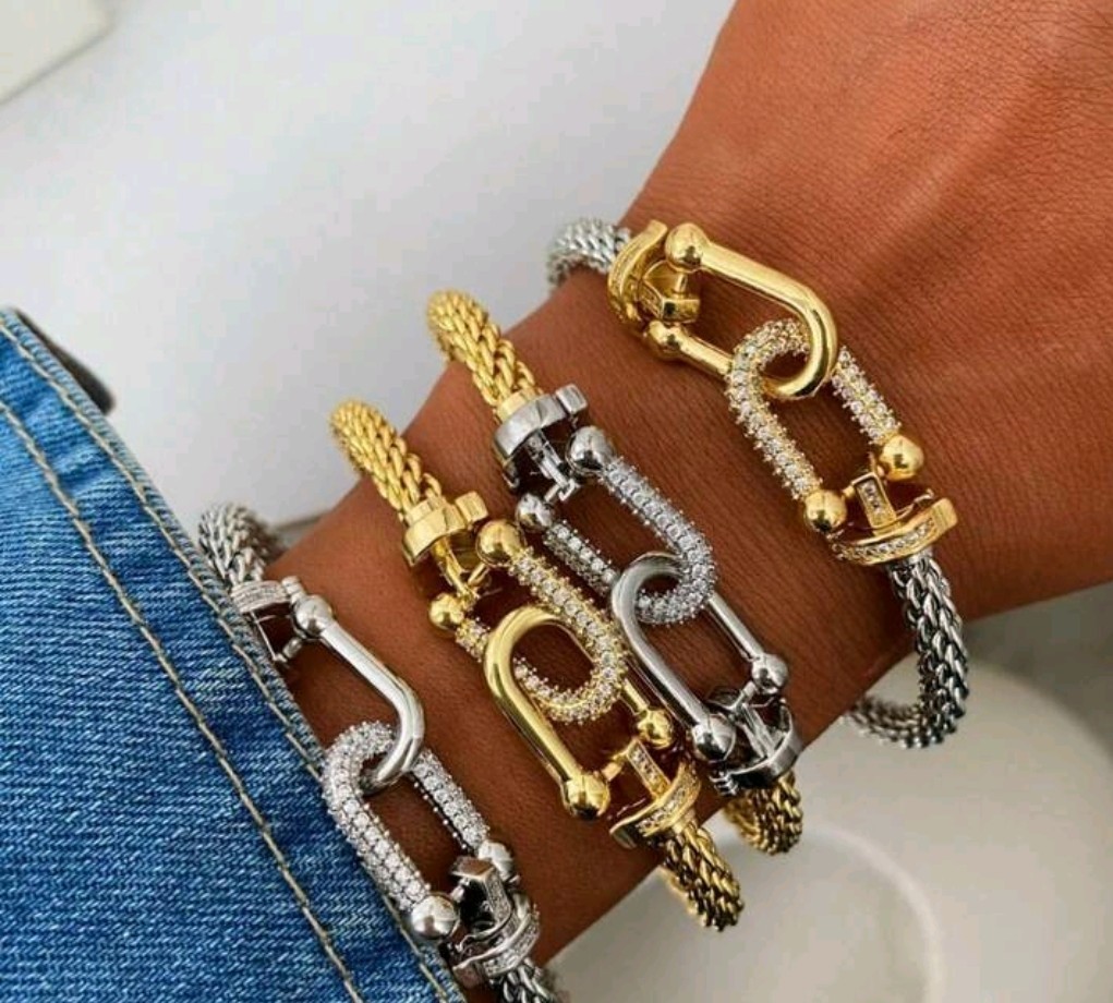 18K Gold Plated Bracelet Cubic Zircon Bangle Cuff Chain