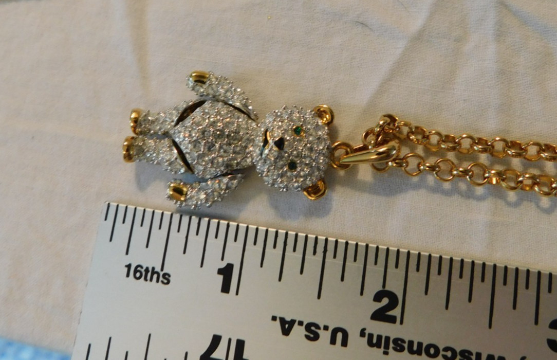 Authentic Swarovski Crystal Teddy Bear Jointed Pendant Necklace