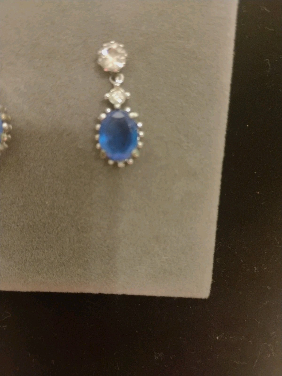 Vintage Avon Majestic Princess Faux Sapphire 125th Earrings. Very Good Condition