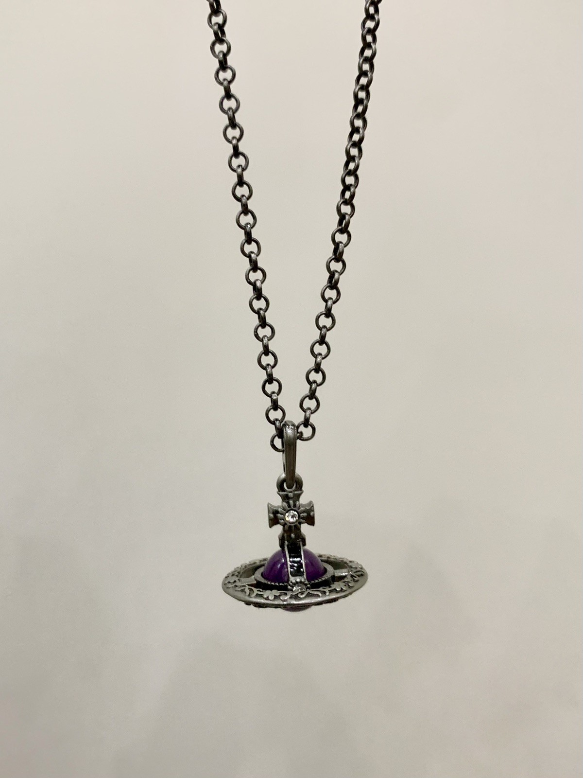 Vivienne Westwood Necklace Ornamental Small Orb Purple Gunmetal