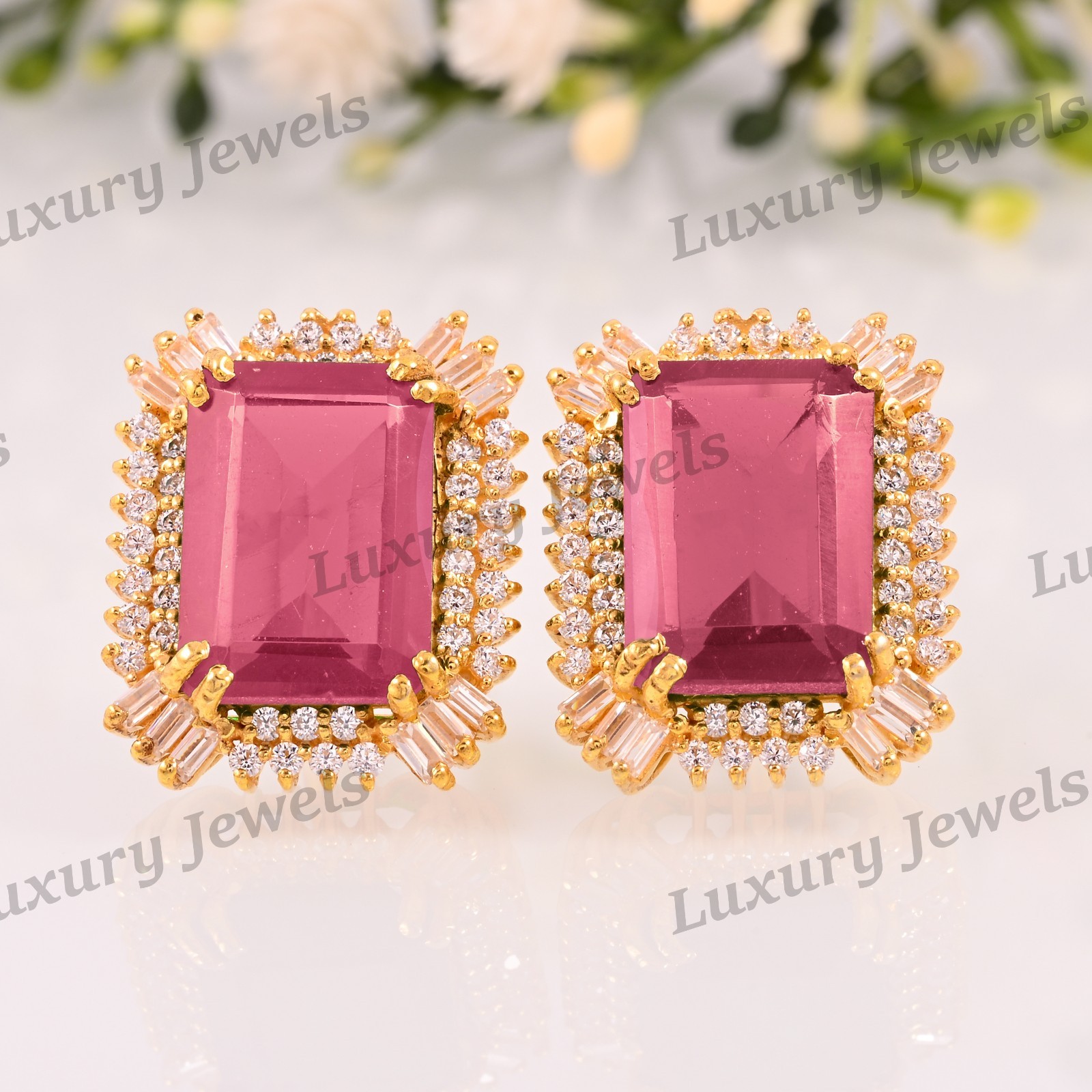 Pink Tourmaline 925 Sterling Silver Earrings Sparkling Gemstone Studs