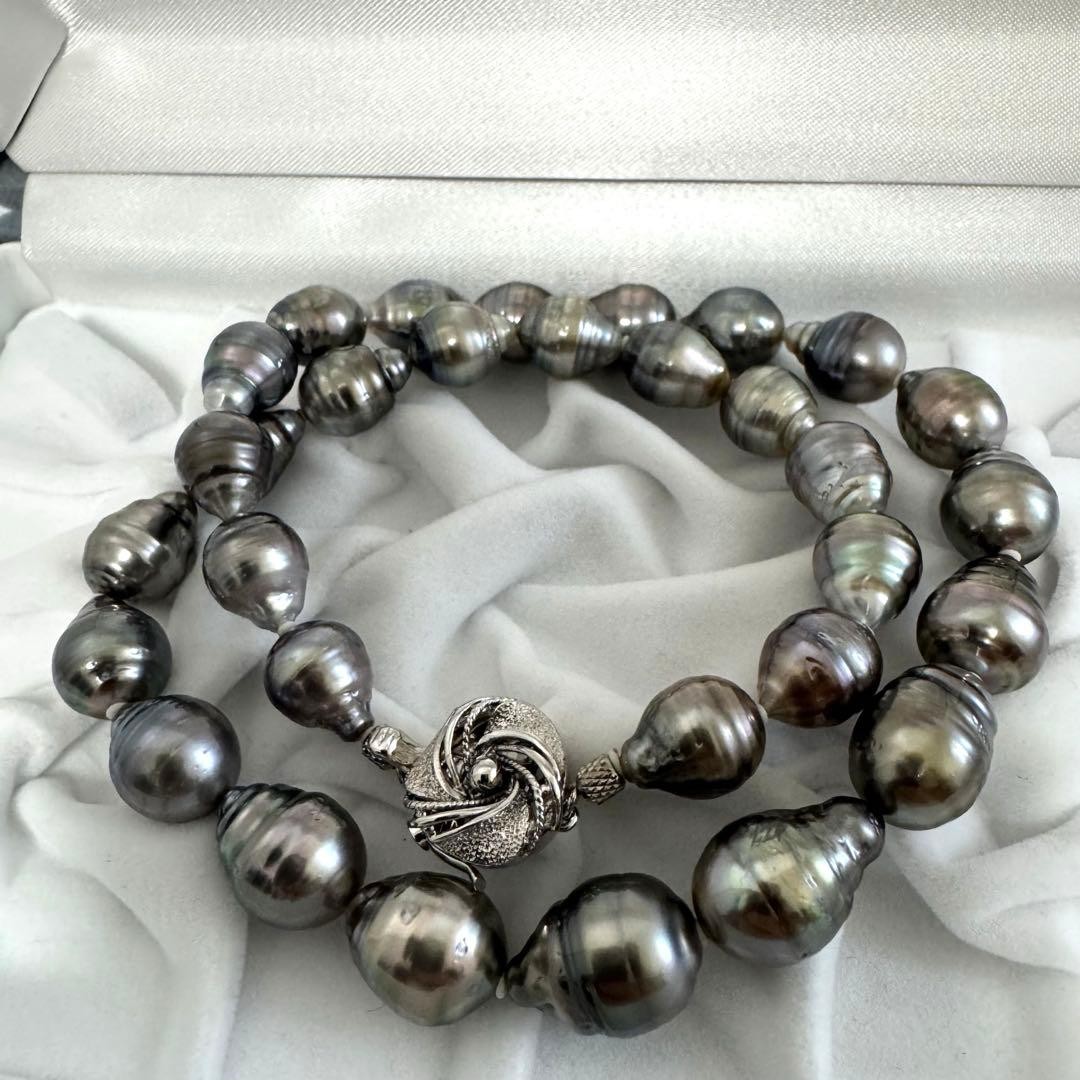 Genuine Pearl Necklace 10.0-12.0mm Baroque Black Butterfly From Japan