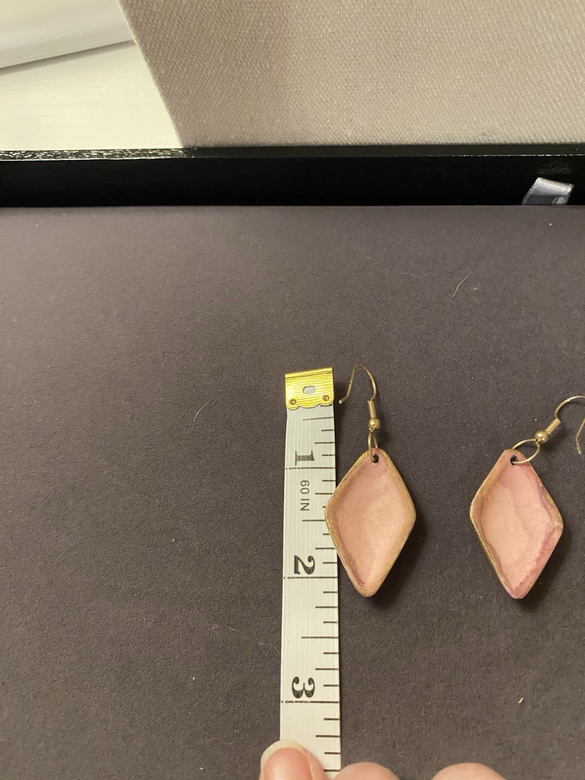 Pink And Gold Enamel Ceramic Earrings