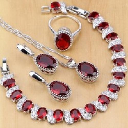 925 Silver Champagne Zircon Bridal Jewelry Set Necklace Earrings Ring Bracelet