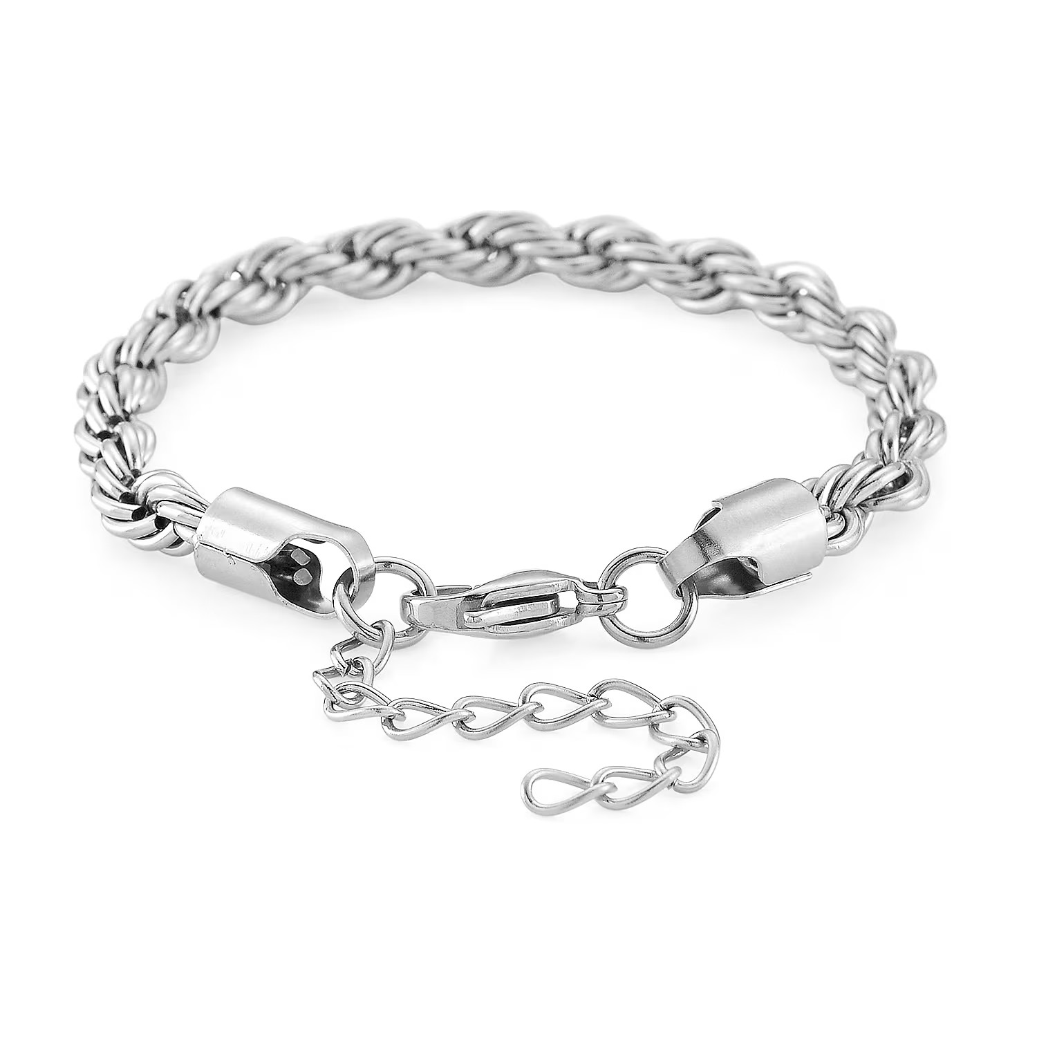 Rope Chain Bracelet in Stainless Steel (7-9In)