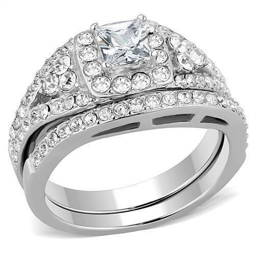 TK3253 – High polished (no plating) Stainless Steel Ring with AAA Grade CZ in