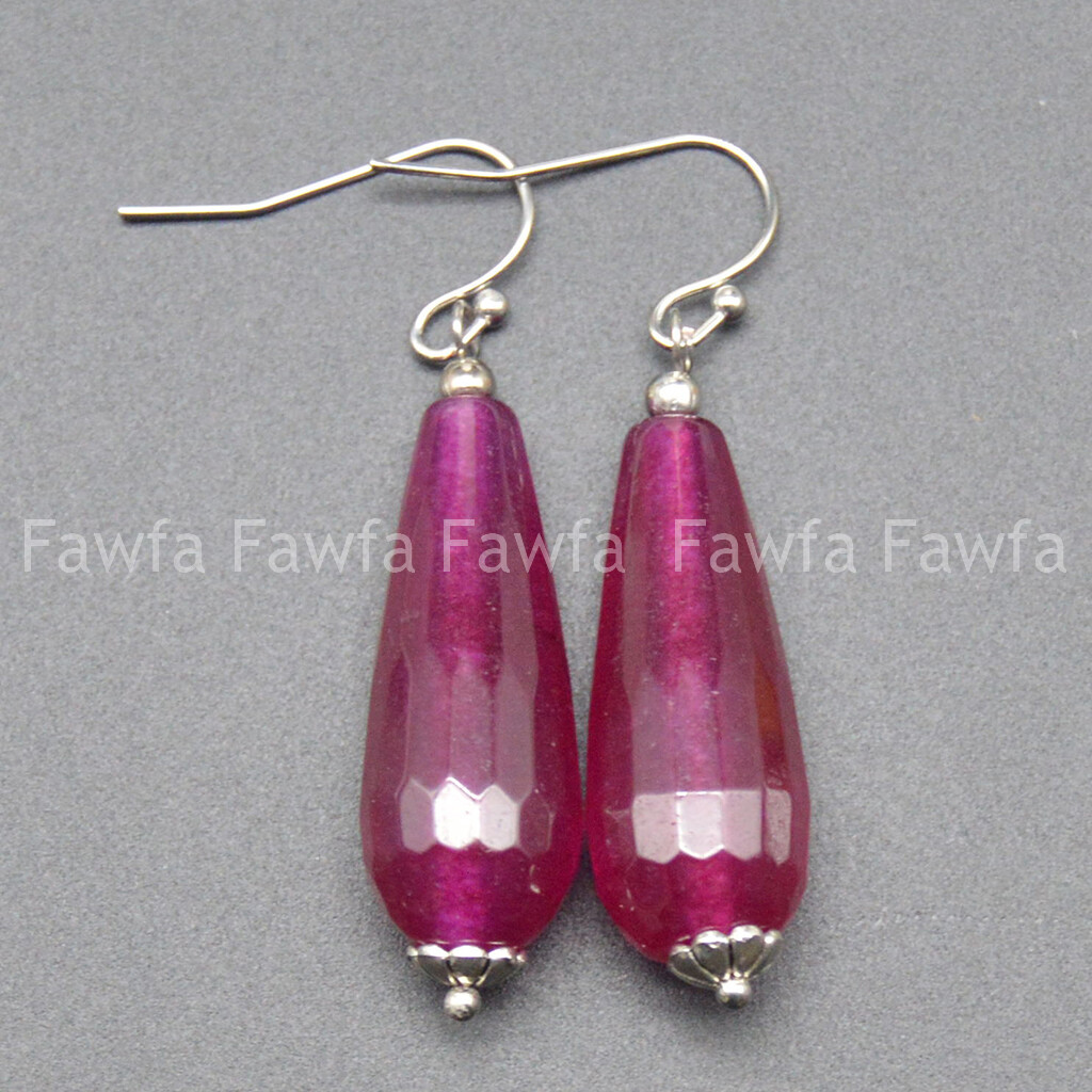 11x27mm Faceted Multicolor Mixed Gems Teardrop Beads Silver Hook Dangle Earrings