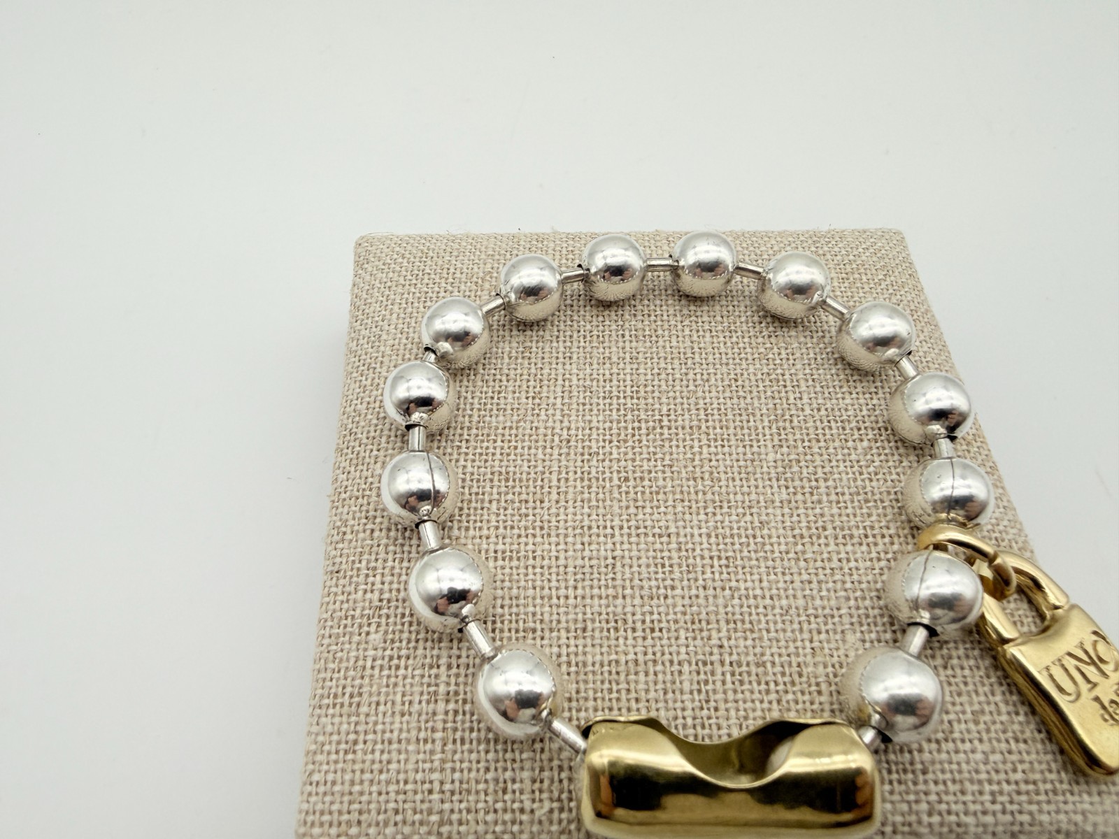NEW Uno de 50 SNOWFLAKE Bracelet Sterling Silver 18k Gold Plated Beads Large