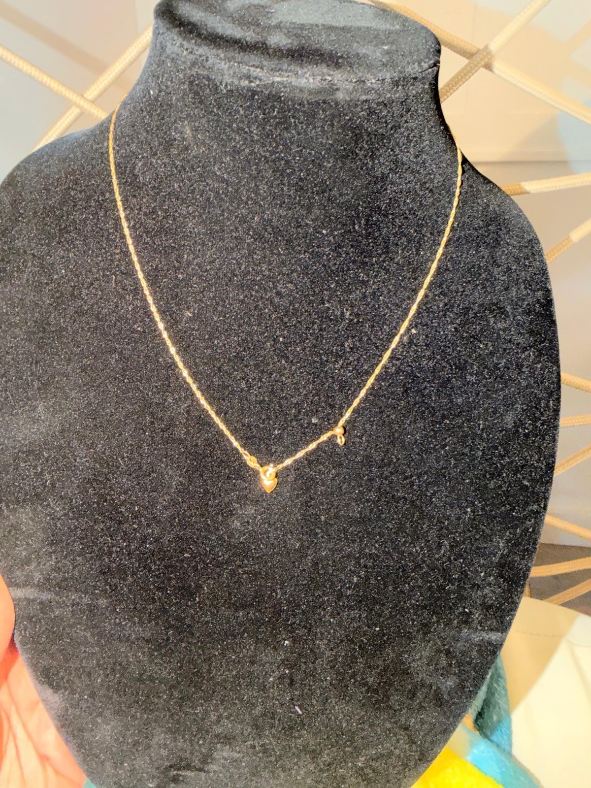 Italy 10k Yellow Gold Rope Chain Necklace Heart Charm 18in Spring Ring