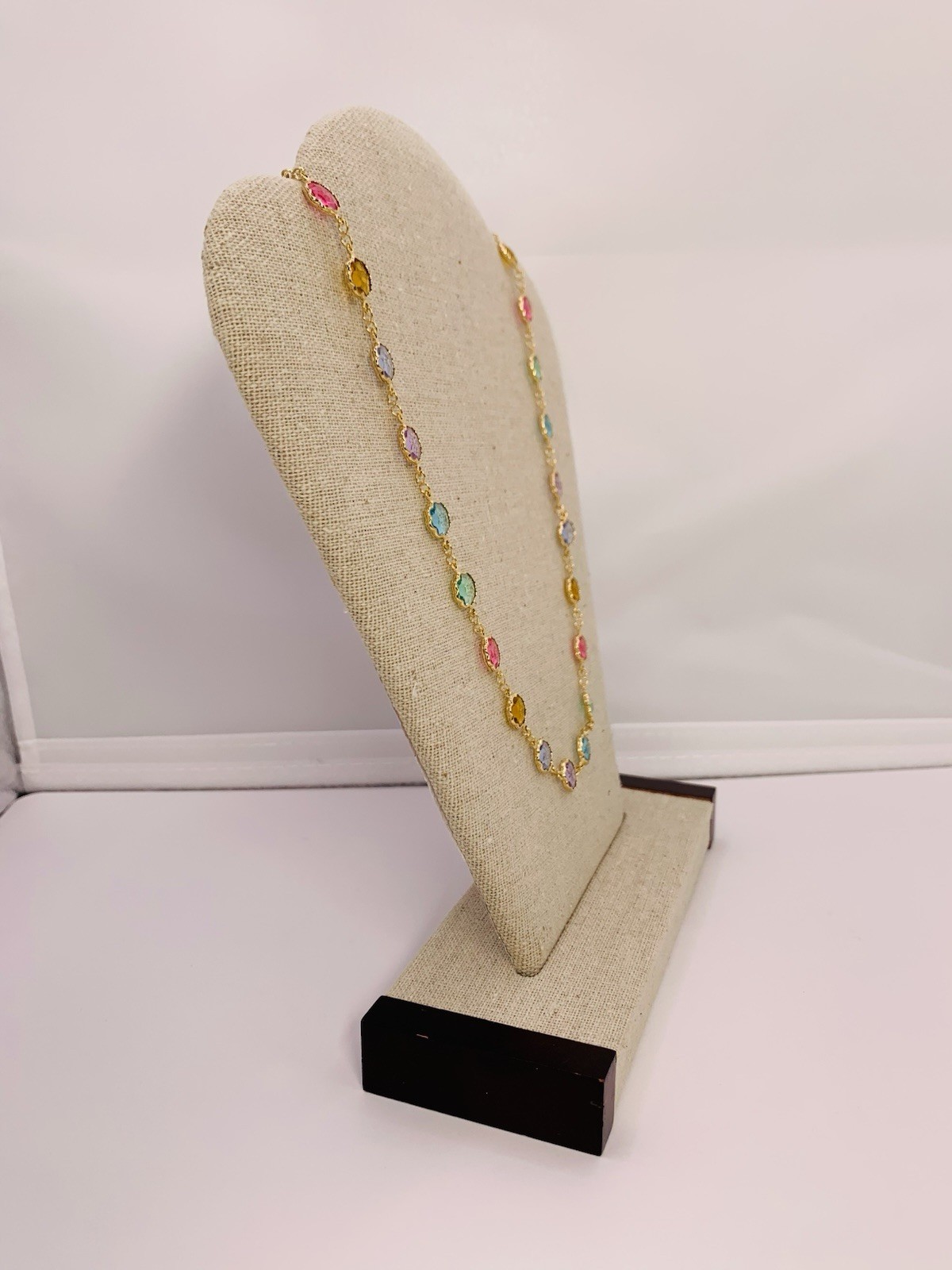 19” Length Gold Filled 7.88 Gram Multi Colored Gems Necklace (#FPN2)