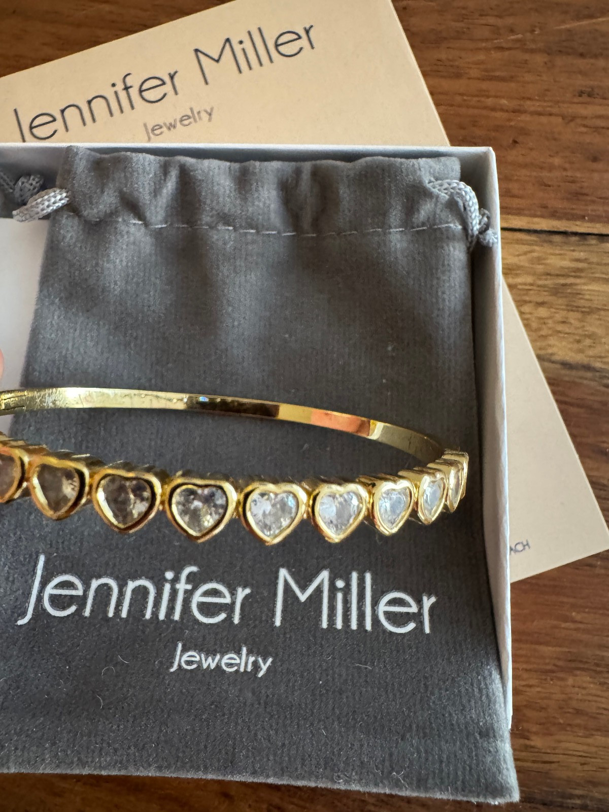 Jennifer Miller Yellow Gold Heart Bangle Bracelet
