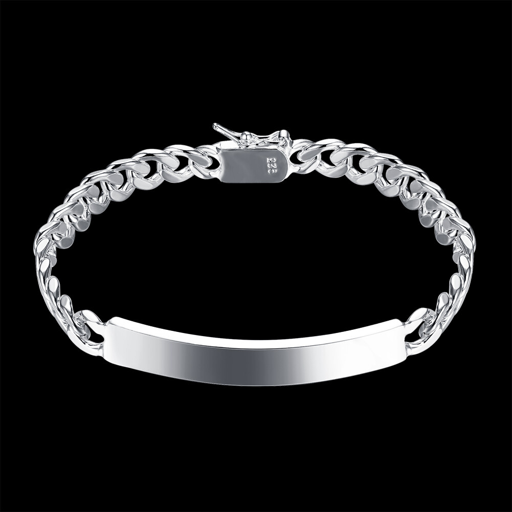 Women’s Mens Unisex Sterling Silver Plated ID Bracelet 8″ L22