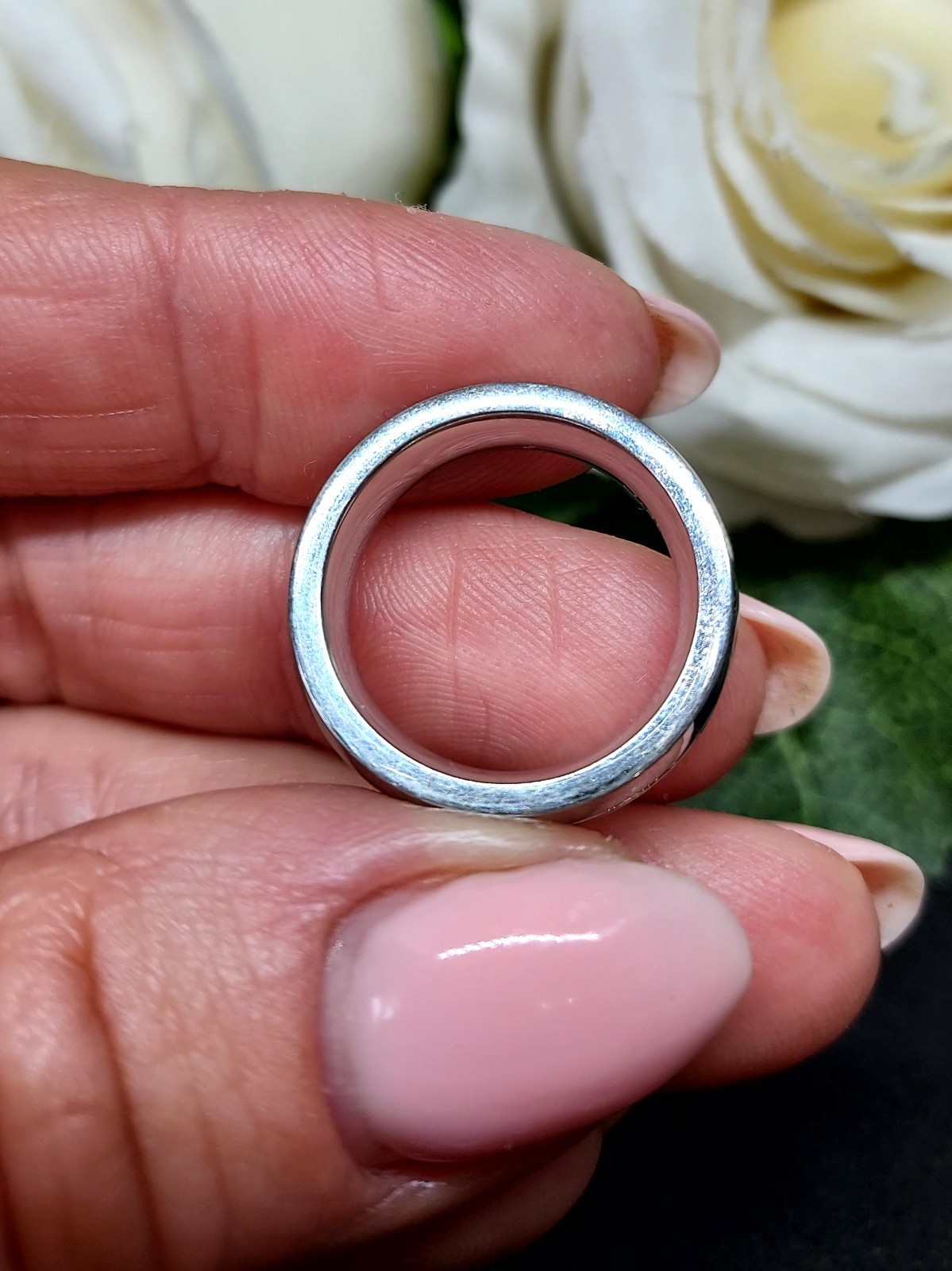 A Stunning S.Steel 5.5mm Wide Band With Channel Set Cubic Zirconia Uk Size L