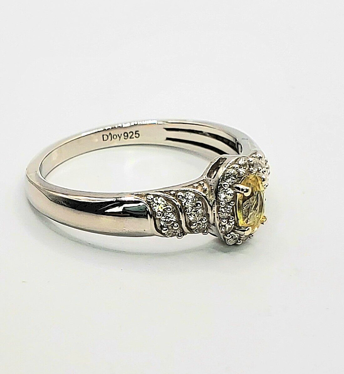 Genuine Heated Golden Apatite, Zircon Ring Rhodium Plated Sterling Silver Size 7