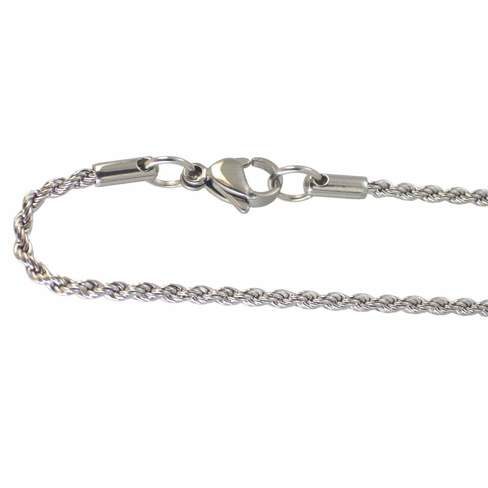 Mens 7mm Rope Chain Necklace Hypoallergenic Surgical Stainless Steel 20-30 inch
