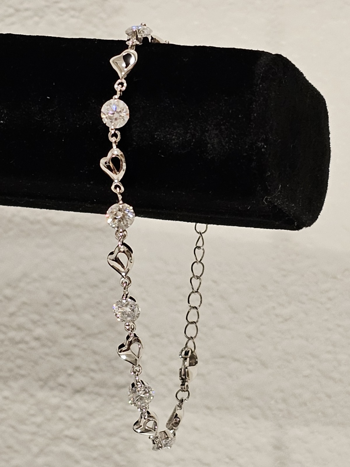 3.5 Carat Moissanite Hearts Bracelet 14k White Gold Plated 7-8 Inch Adjustable