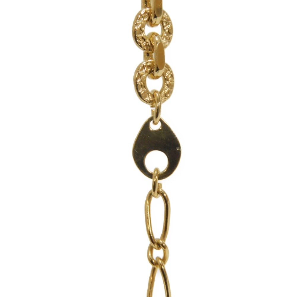SAINT LAURENT PARIS Round Twist Circle Pendant Necklace Gold Plated Pipe R…