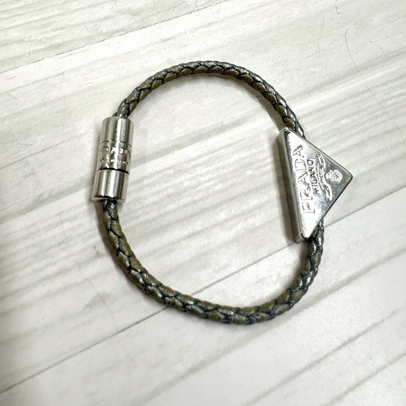 Prada 1IB350 Nappa Leather Bracelet Triangle Logo Authentic