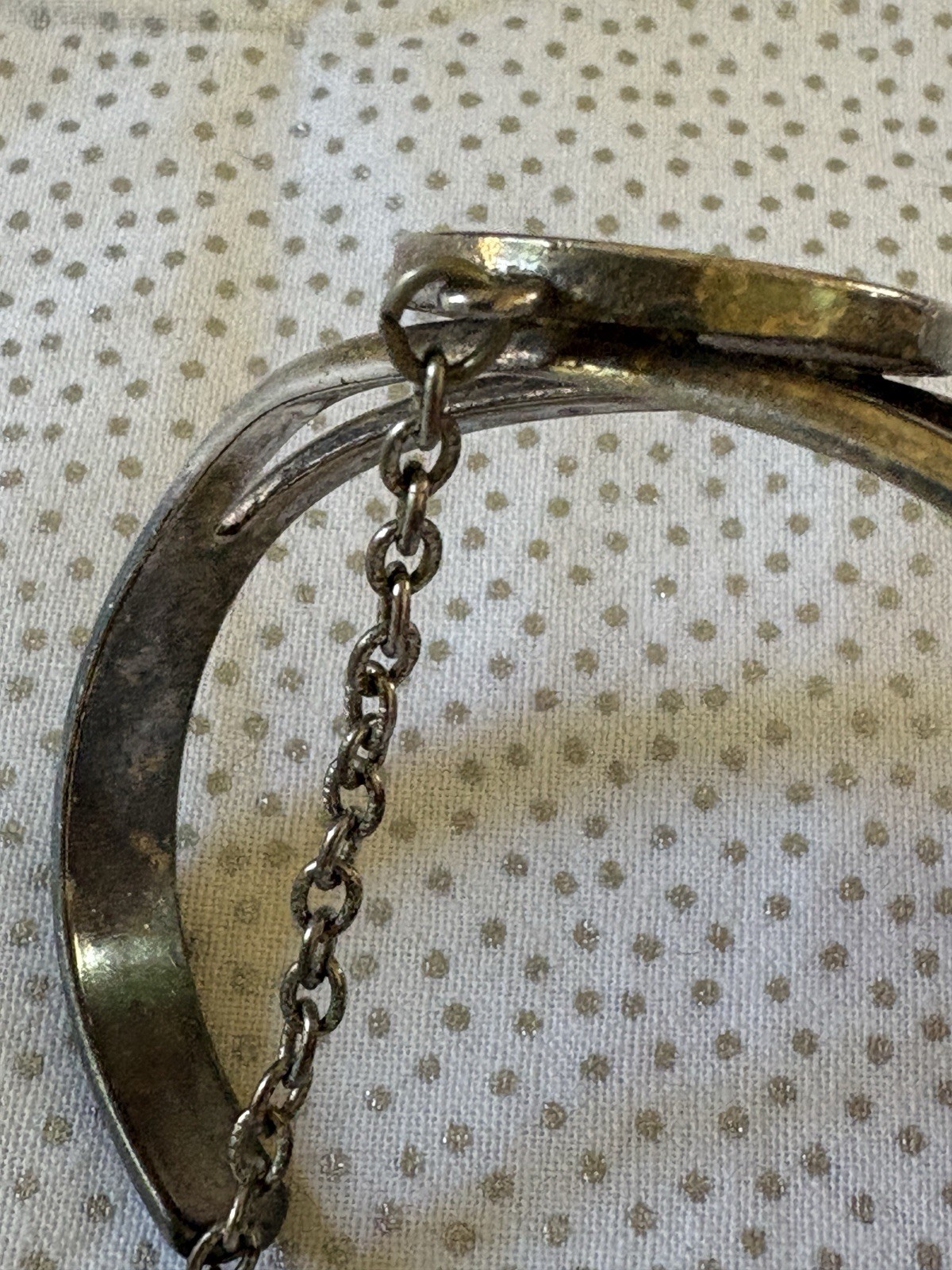 G & S 86 Silver Tone Pentagram Slave Chain Bracelet Attached Ring Size 10