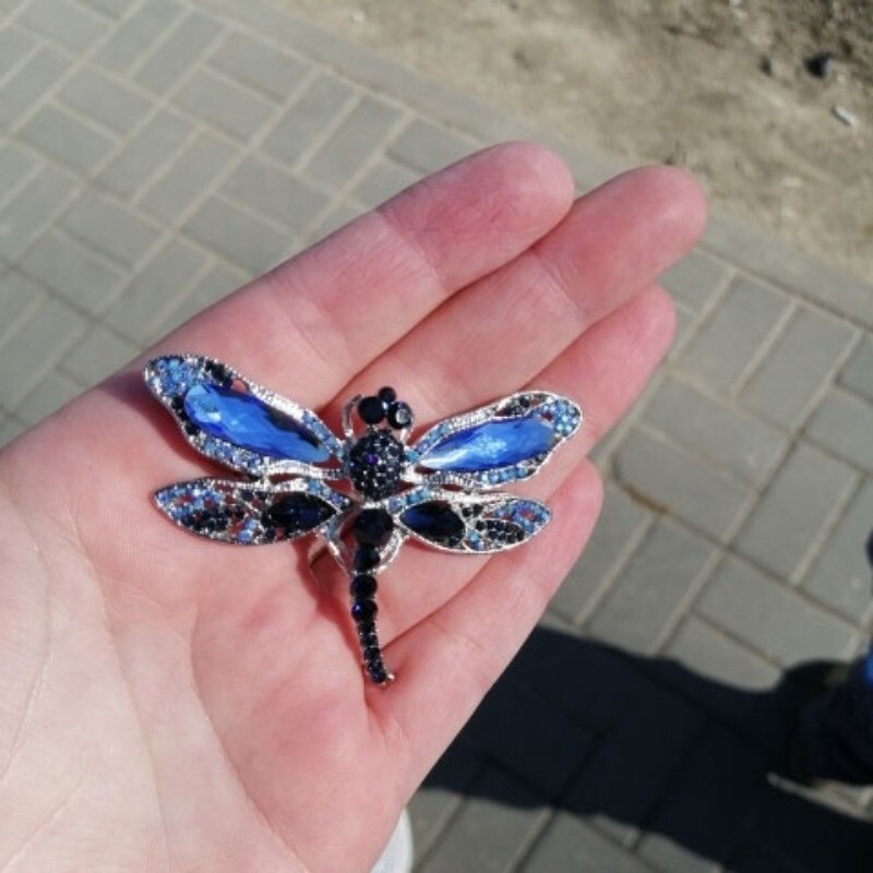 Fashion Crystal Vintage Dragonfly Brooch for Women Large Insect Pin Jewelry Gift