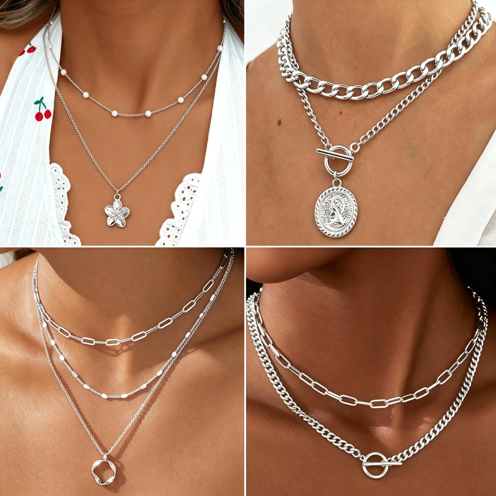 78 Pieces Gold Jewelry Set for Women, 9 Necklace, 24 Bracelet, 22 Earrings, 2…