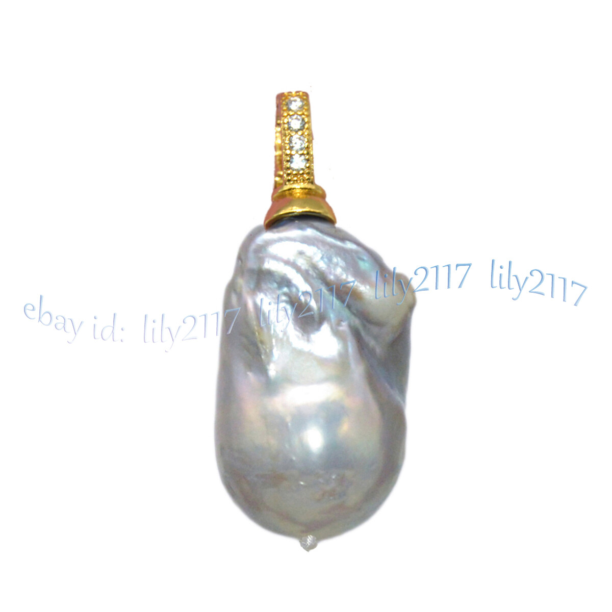 Huge 15x20mm Real Natural Multicolor Keshi Baroque Pearl Pendant 14K Gold Plated