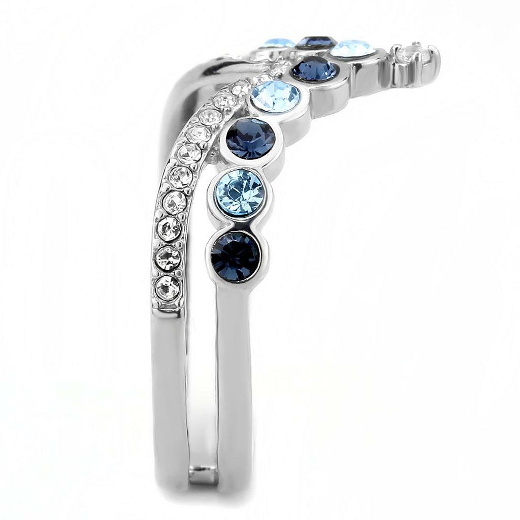 DA305 – No Plating Stainless Steel Ring with Top Grade Crystal in Multi Color