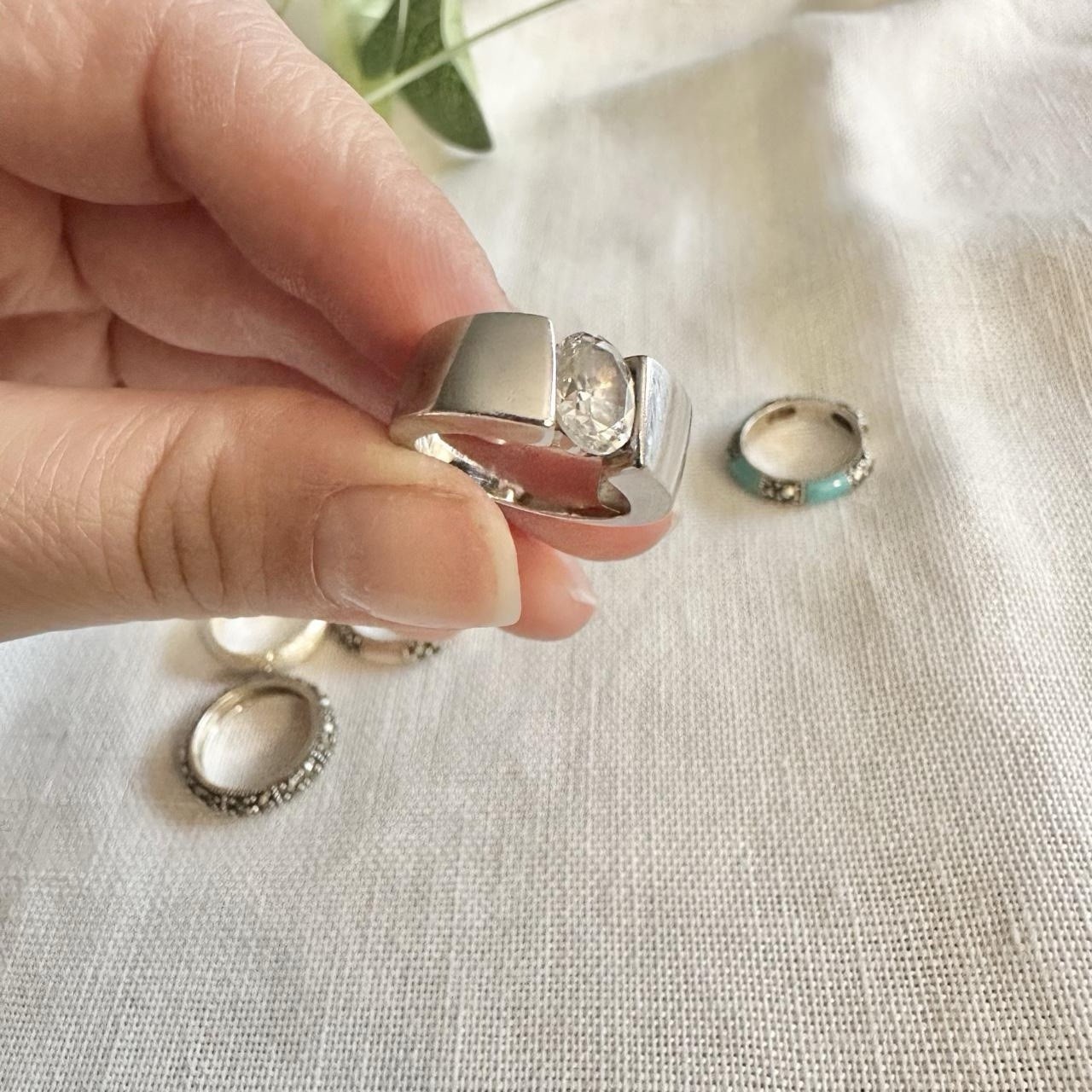 Vintage Thailand Sterling Silver A925 Marcasite Rings, Set Of 5
