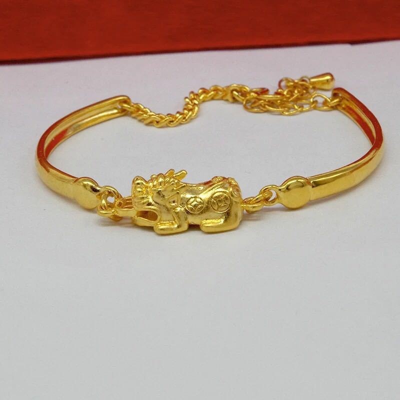22K 23K 24K Thai Baht Yellow Gold Pixiu Necklace Women’s Bracelet Accessories