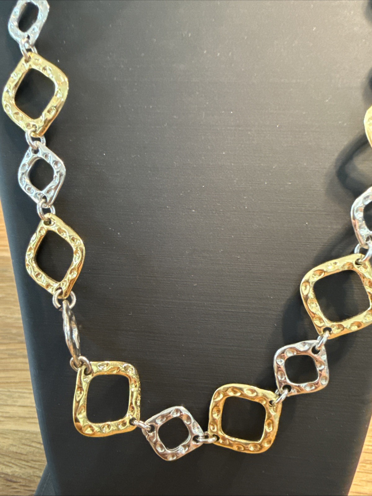 Bijoux Terner Mixed Metal Geometric Link Necklace & Earring Set. Boho, Artsy Fun