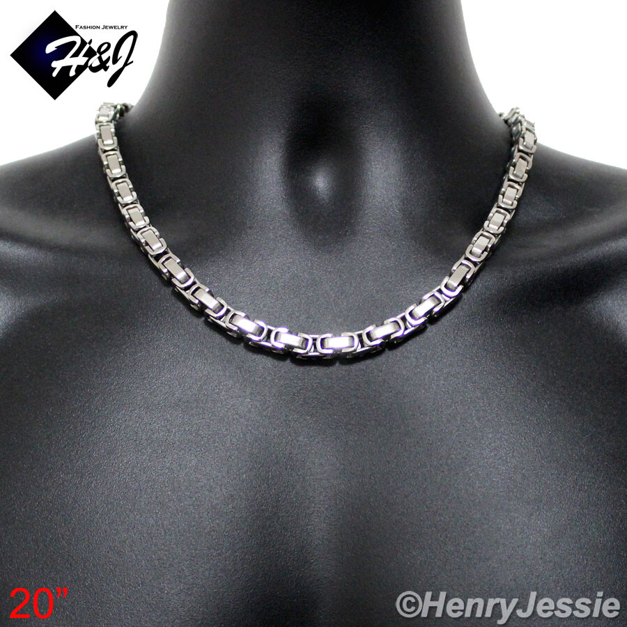 18″-40″MEN Stainless Steel HEAVY WIDE 8mm Silver Byzantine Box Chain Necklace*T