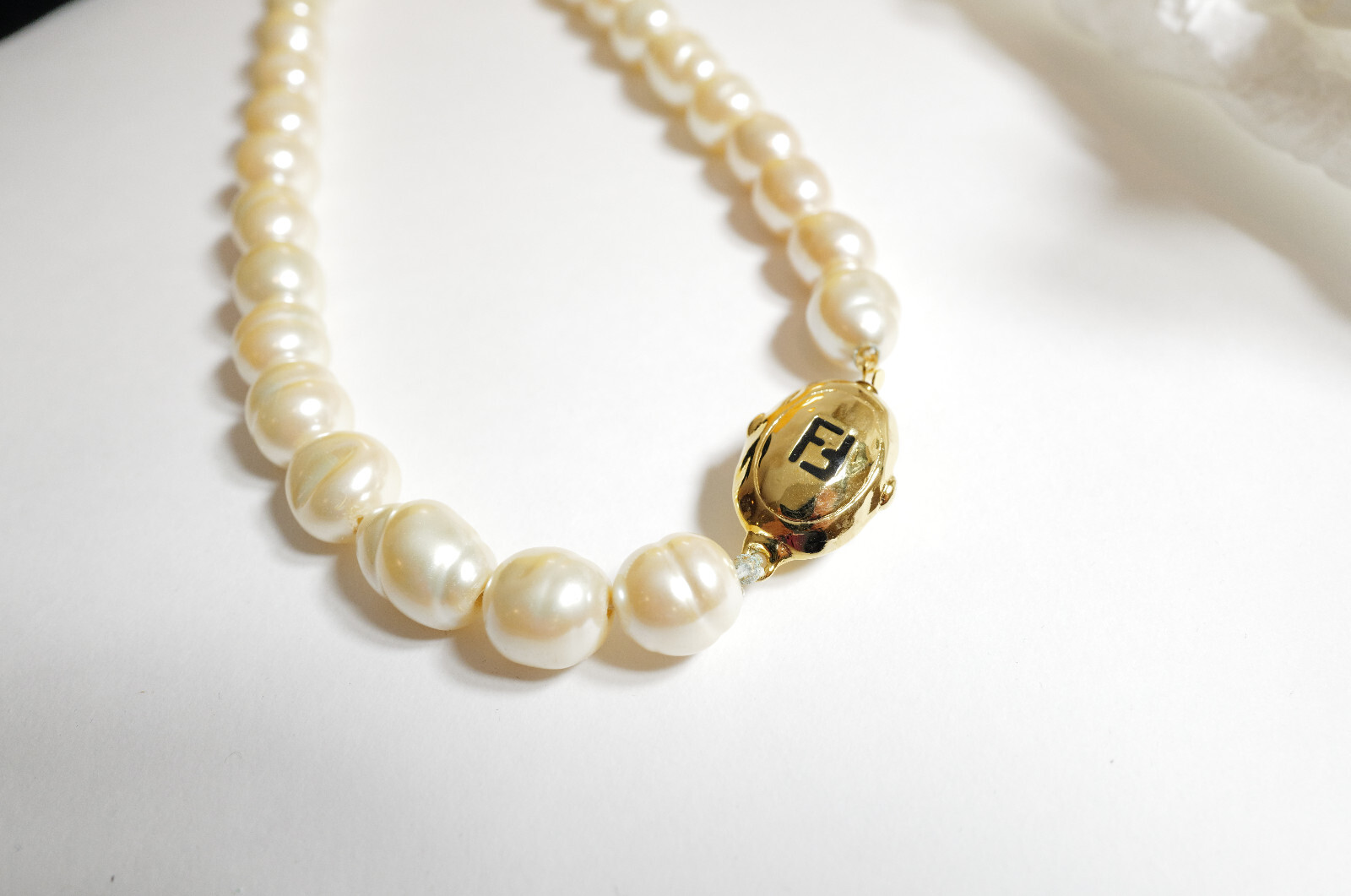 NEW Authentic Fendi Faux Pearl Necklace 32″
