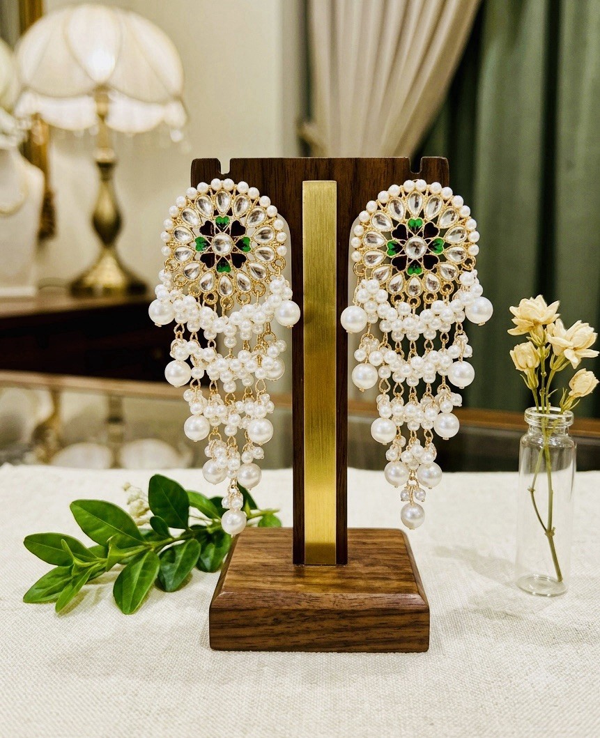 Pearl Long earrings With Tassels and Rhinestone Traditional Jewelry for women