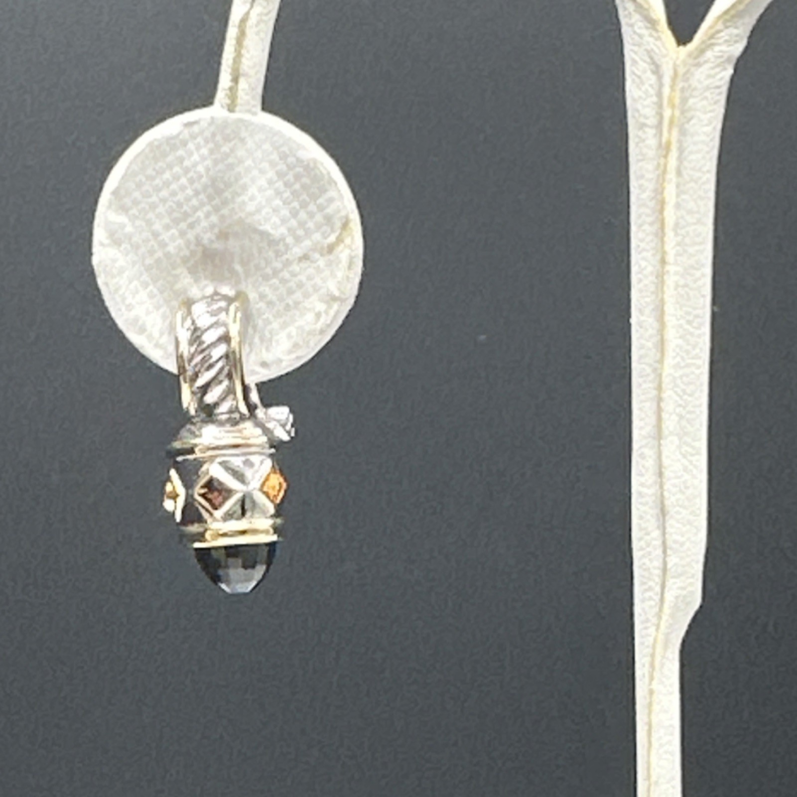 Silver-Gold Tone Chain Charm Bracelet Metal Adjustable with Black Cushion Stone