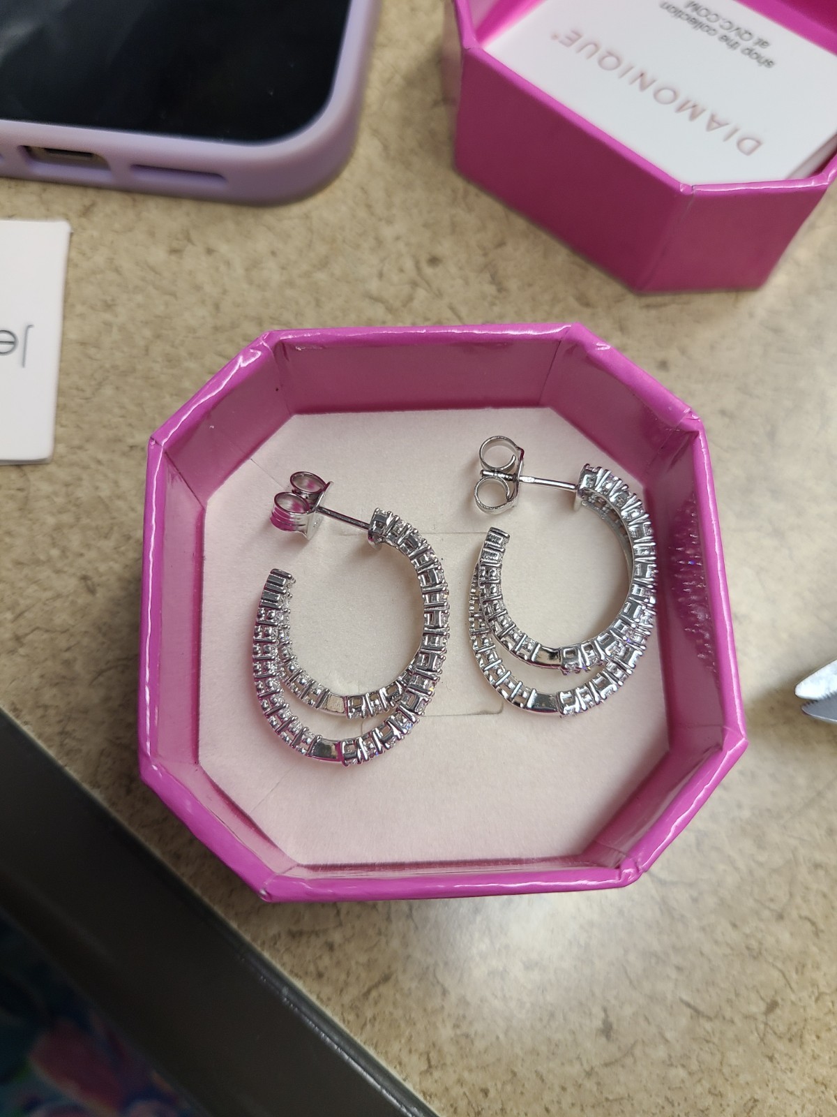 Jennifer Miller Diamonique Double Elongated Hoop Earrings