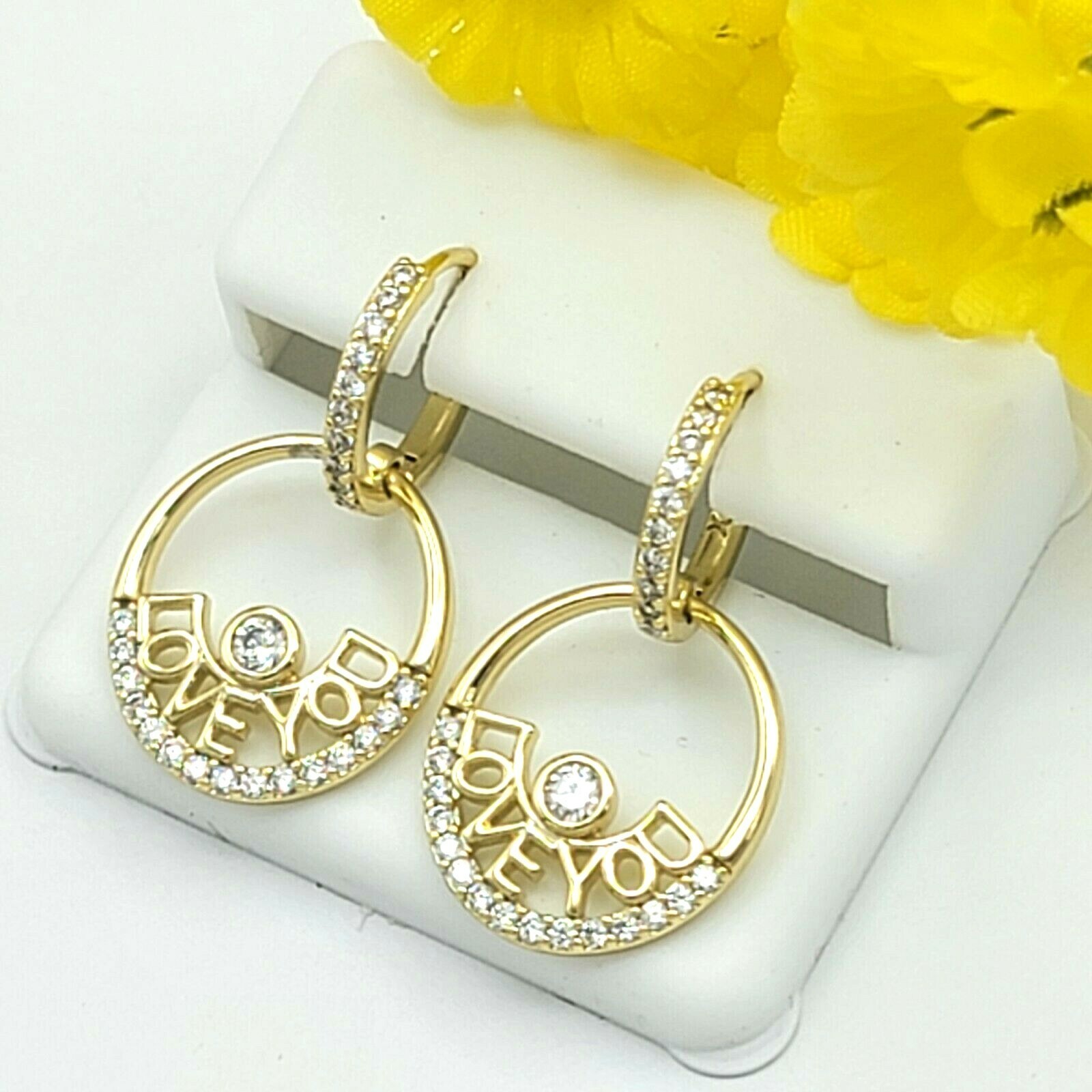 14k Yellow Gold Plated In 2Ct Round Cut Simulated Diamond Drop Clip On Earrings