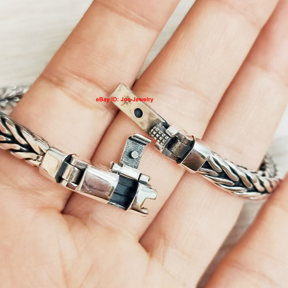 Men’s Bracelet 925 Sterling Silver 5mm Wheat Link Chain 7.87inch Length