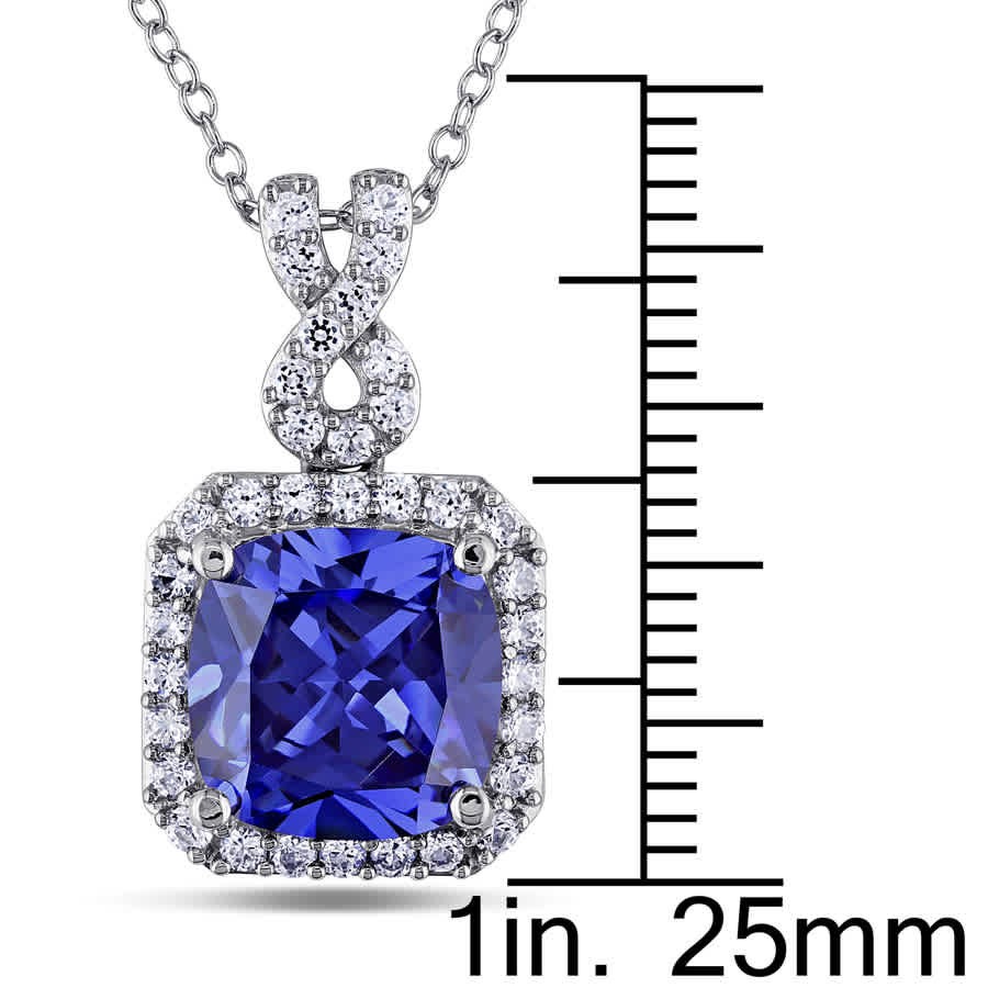 AMOUR 6 2/5 CT TGW Cushion Cut Simulated Tanzanite and Created White Sapphire