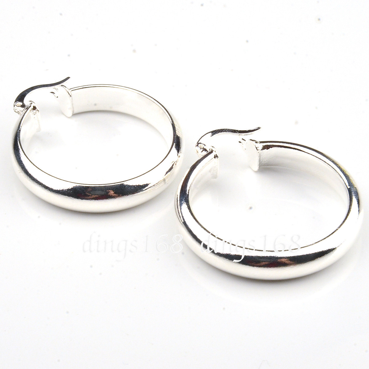 925 Sterling Silver 30mm Medium-Size 5mm Wide Smooth Shiny Flat Hoop Earring ZG2