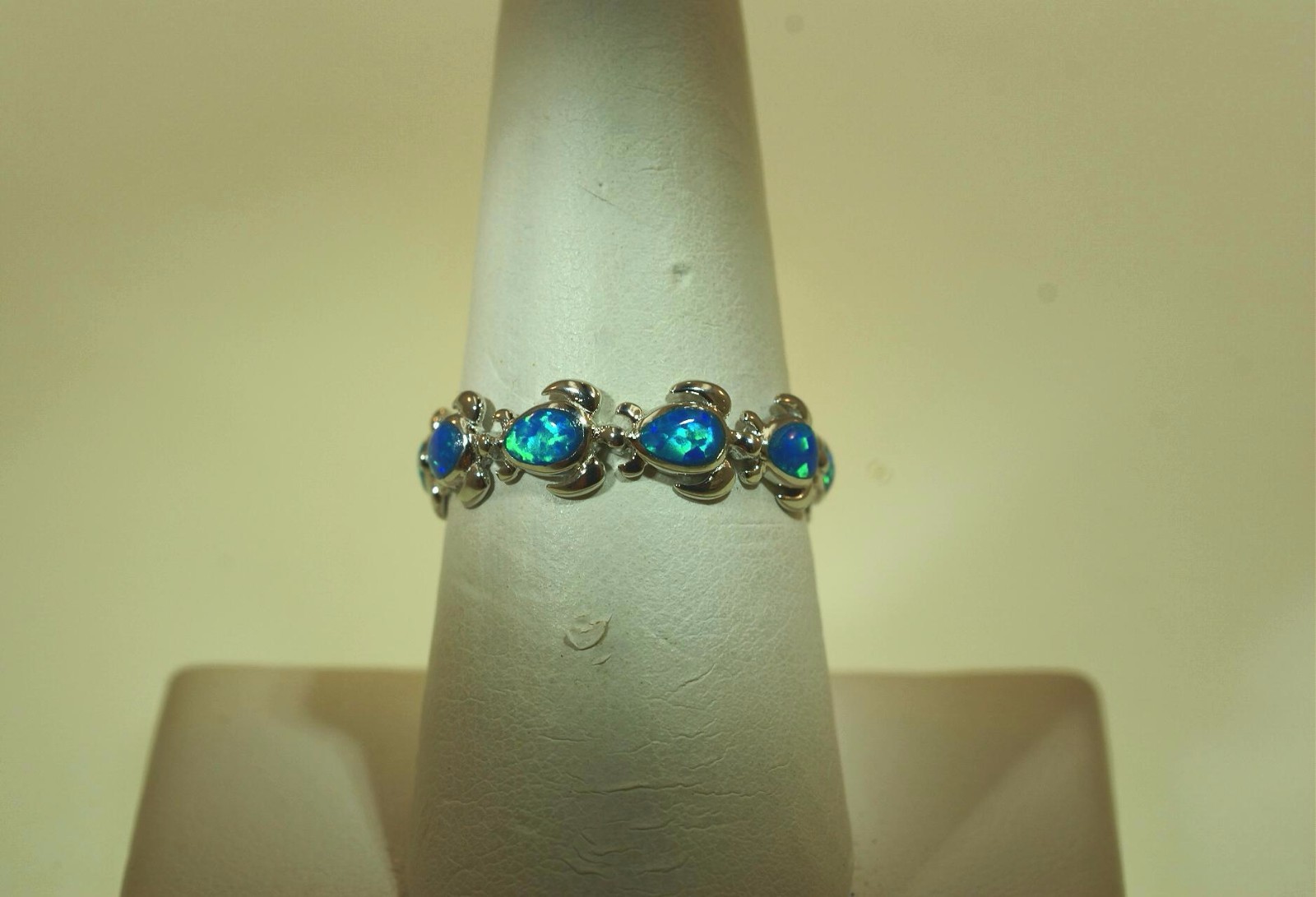6MM HAWAIIAN RHODIUM OVER SOLID 925 STERLING SILVER INLAID OPAL TURTLE RING 5-10