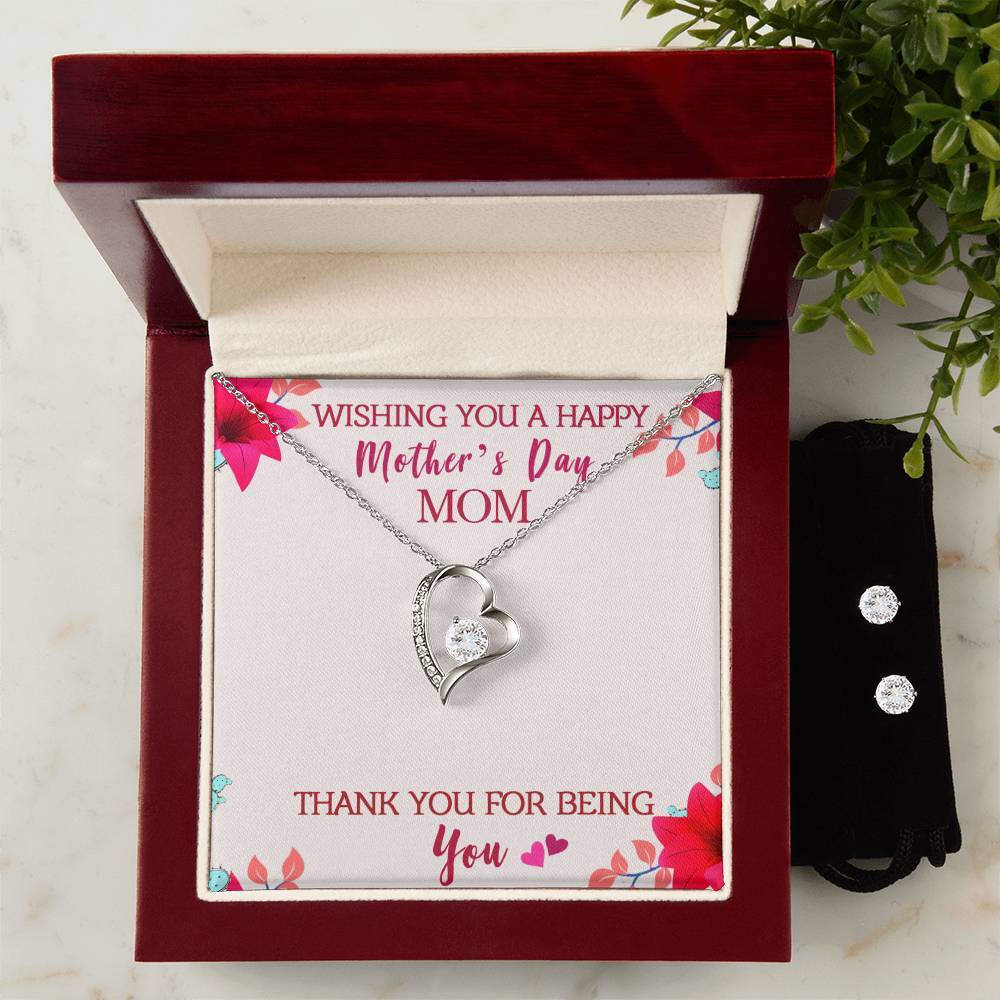 Mother’s Day Heart Necklace and Earring Set