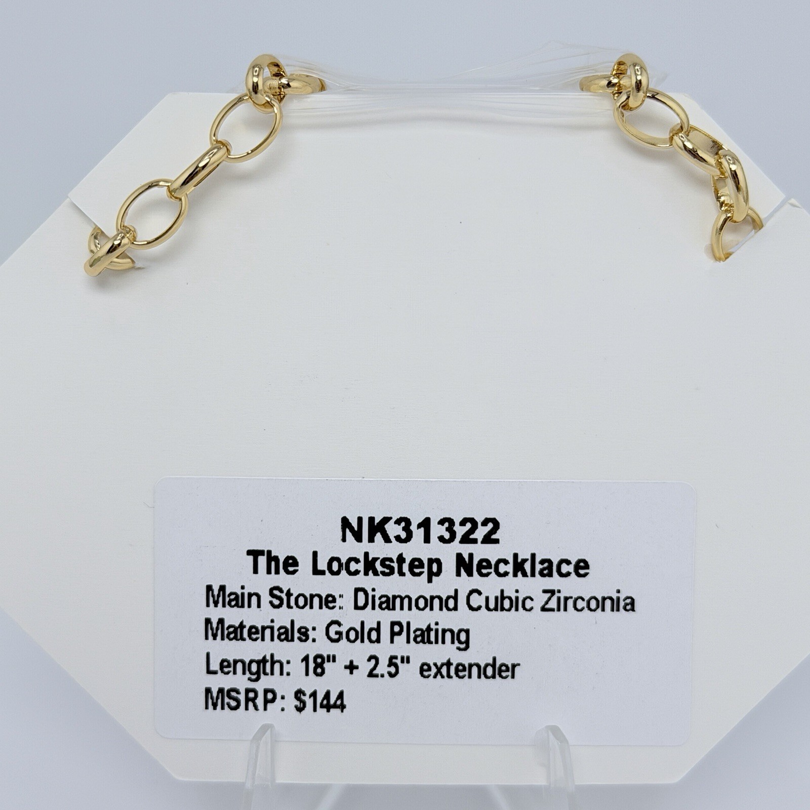 Bomb Party Pave Necklace “The Lockstep Necklace“ Clear CZ on Yellow Gold NK31322