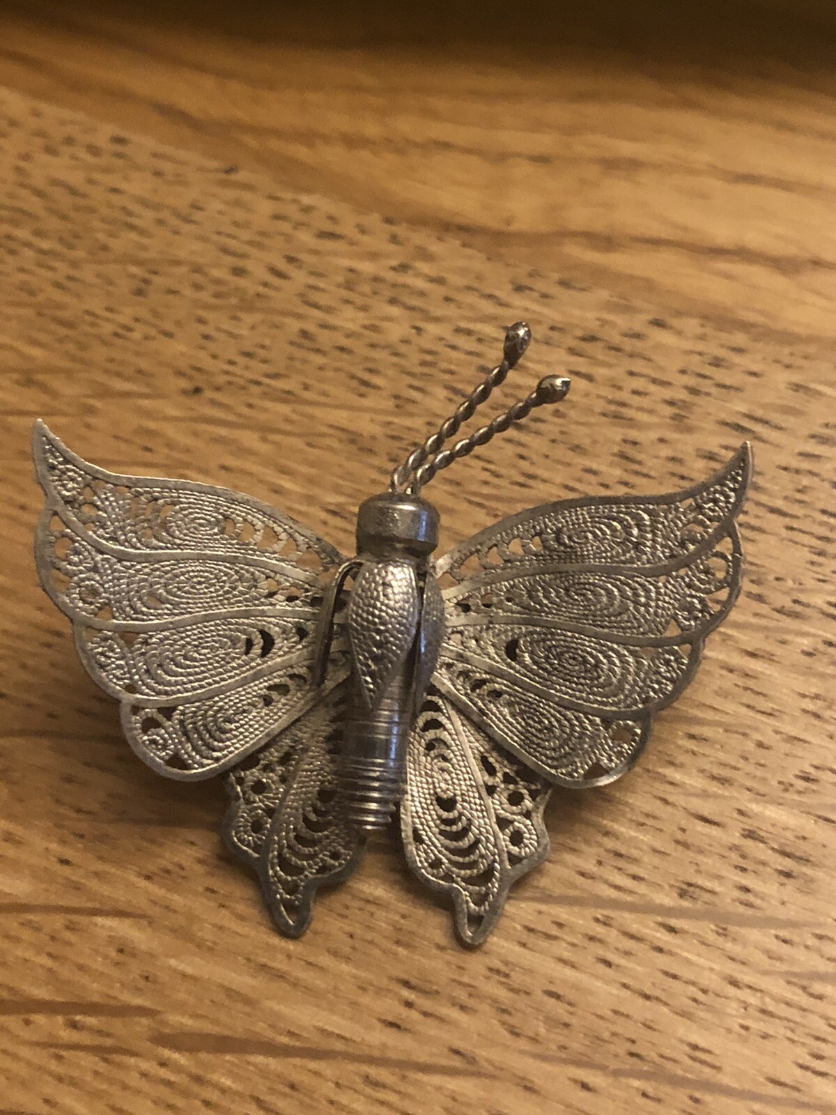 Old Vintage Silver (no Stamp) Butterfly C Clasp Art Deco Brooch Lapel Pin Gdb2