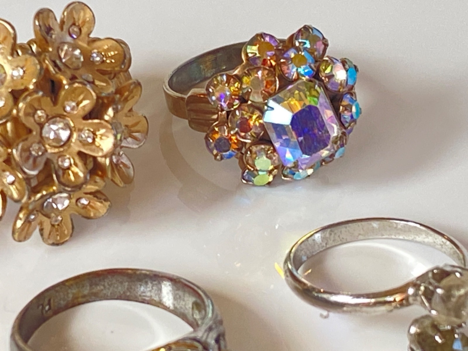 HUGE LOT OF 21 Rings Various Styles Sizes Mexico, 18K GE, PL, etc. NO STERLING