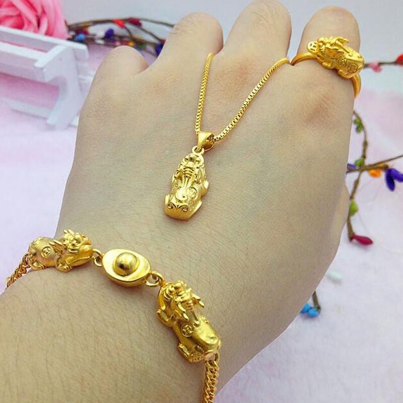 Brave set 22K 23K 24K Thai Baht Gold Filled Yellow GP Necklace