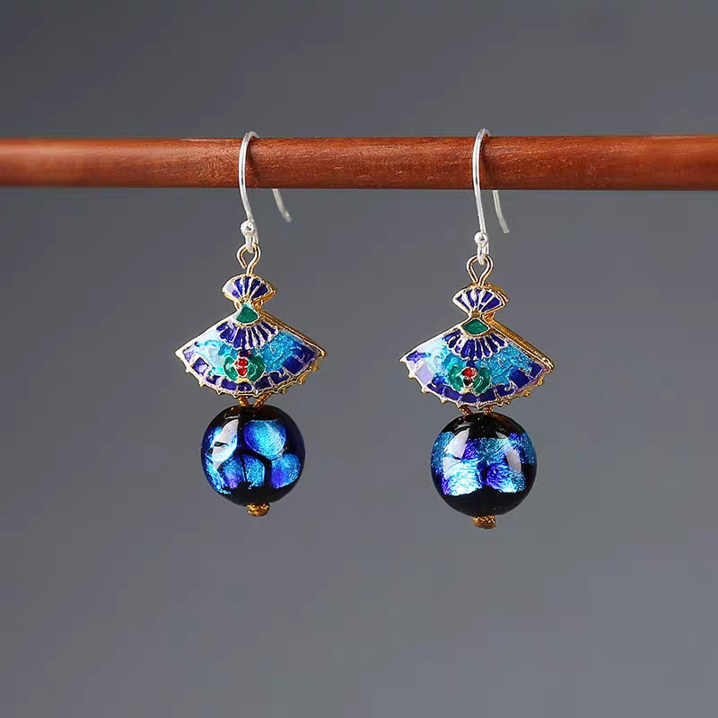Enamel Earrings Drop Dangle Vintage Chinese Ethnic Style Jewelry for Women