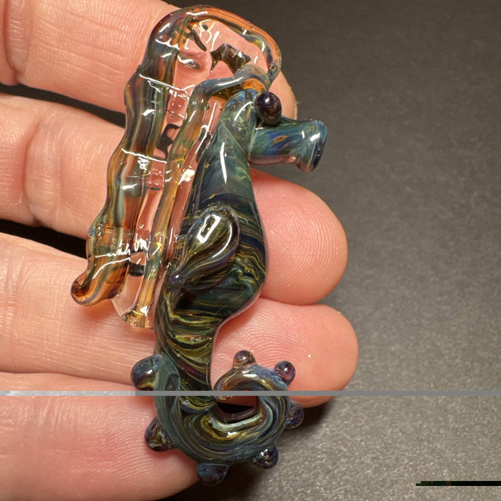 Lampwork Murano Art Glass Sea Horse Pendant, set of 3 brand new. Artisan made